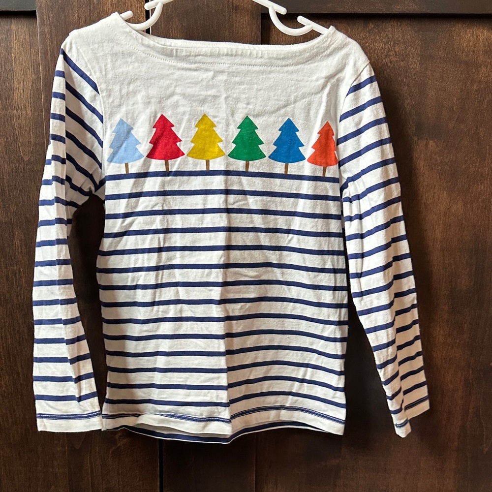 Striped Kids Shirt with Colorful Tree Design mini boden